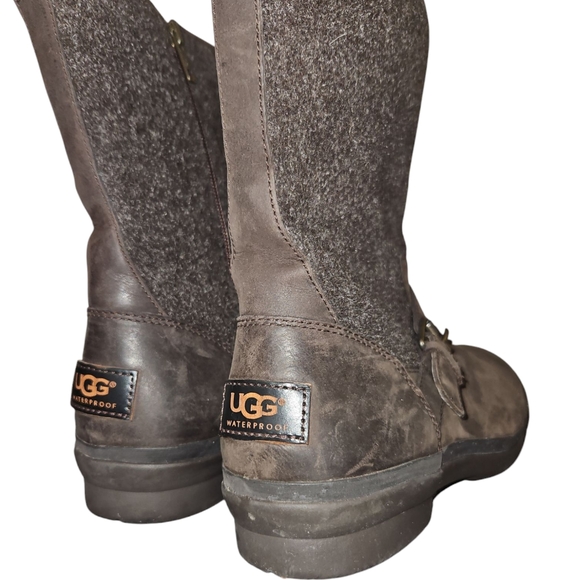 Ugg Robbie Wool Leather Waterproof Women's Boots Size 11 - Picture 3 of 6